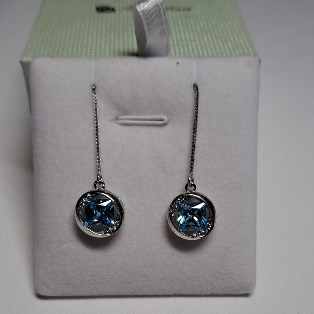 Chic Silver and Blue Gemstone Earrings